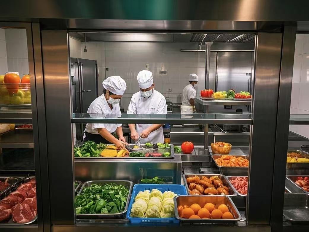 中央廚房里的新鮮食材