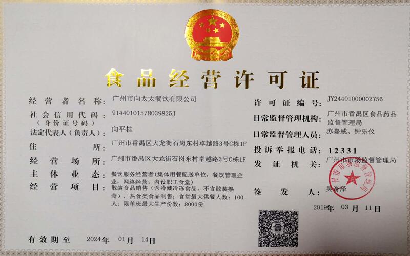 食品經營許可證